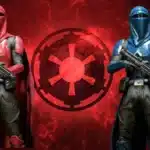 Starfield mod showcasing red and blue Imperial Guards from Star Wars