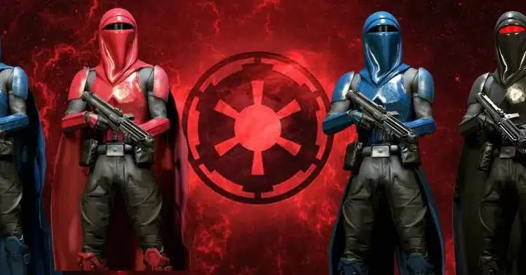 Starfield mod showcasing red and blue Imperial Guards from Star Wars