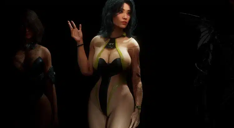 Female character in futuristic bikini mod for Clair Obscur