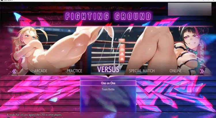 NSFW Fighting Ground menu featuring Cammy and Juri