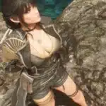 Lune standing on rocky terrain in skimpy outfit