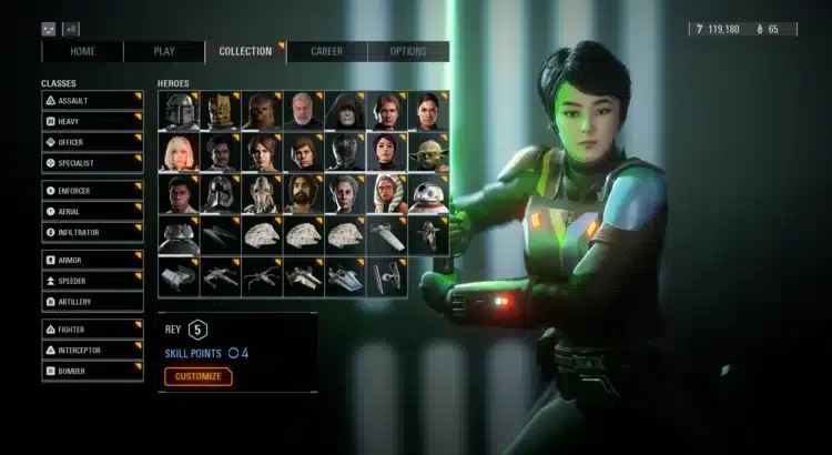 Sabine Wren character selection screen in Star Wars Battlefront II