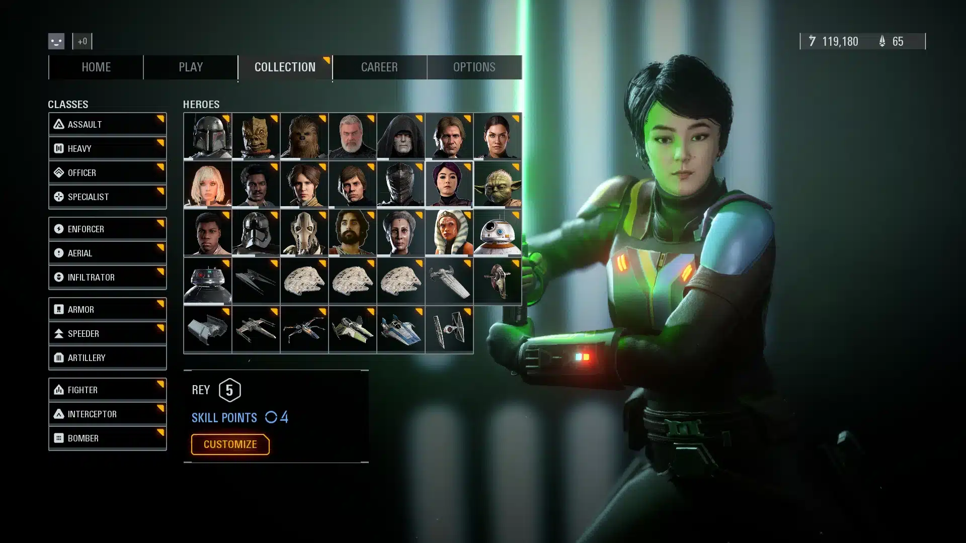 Sabine Wren character selection screen in Star Wars Battlefront II