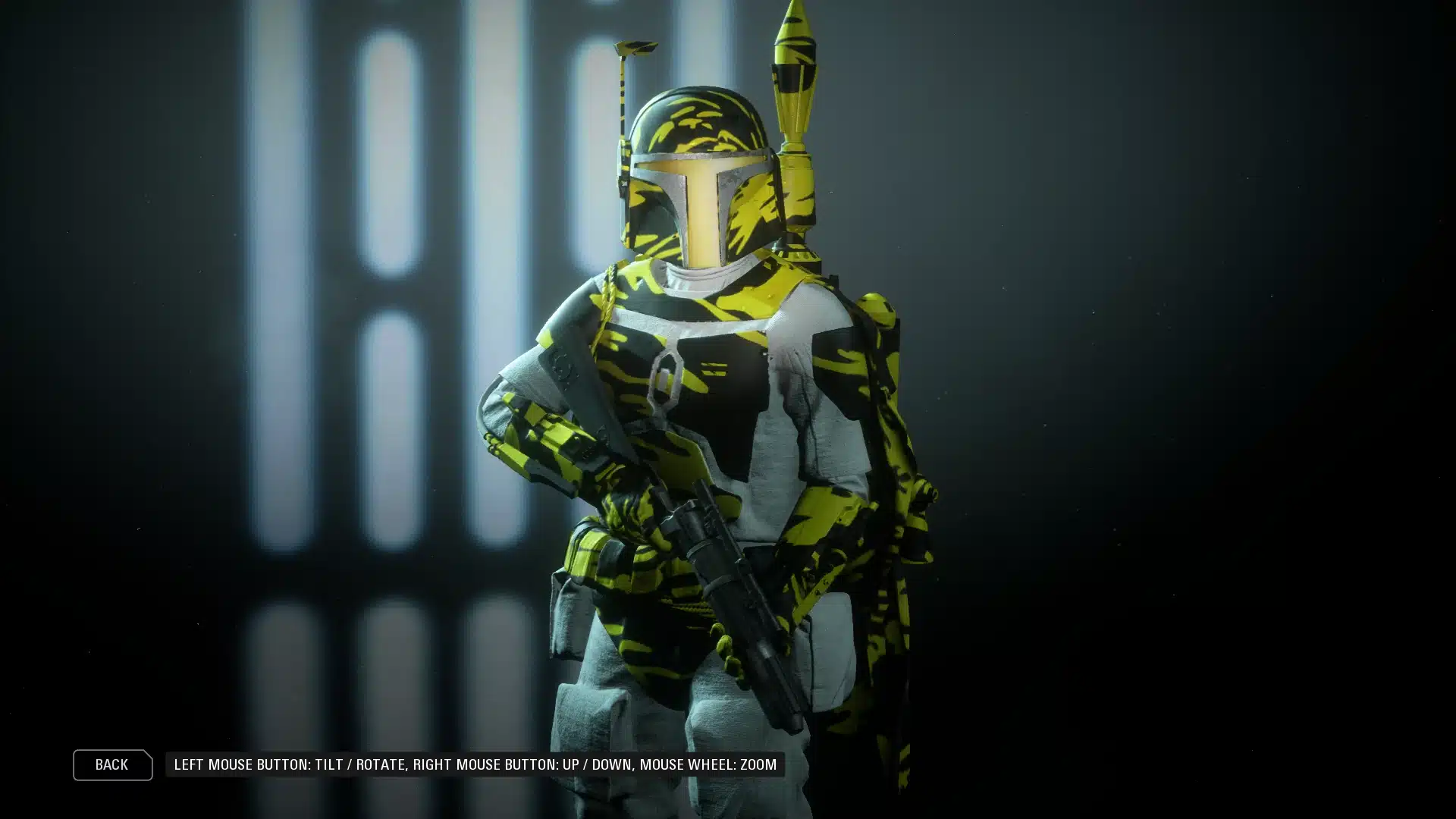 Boba Fett in yellow tiger camo armor mod for Star Wars Battlefront II