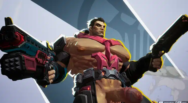 Marvel Rivals Naked Punisher mod standing shirtless with guns drawn
