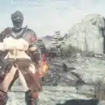Modded female character in Dark Souls 3 with exposed body and fire gauntlets.