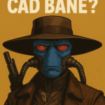 Cad Bane illustration wearing hat and breathing tubes, Star Wars bounty hunter