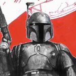 Boba Fett in black, white, and red comic cover from Marvel’s new miniserie