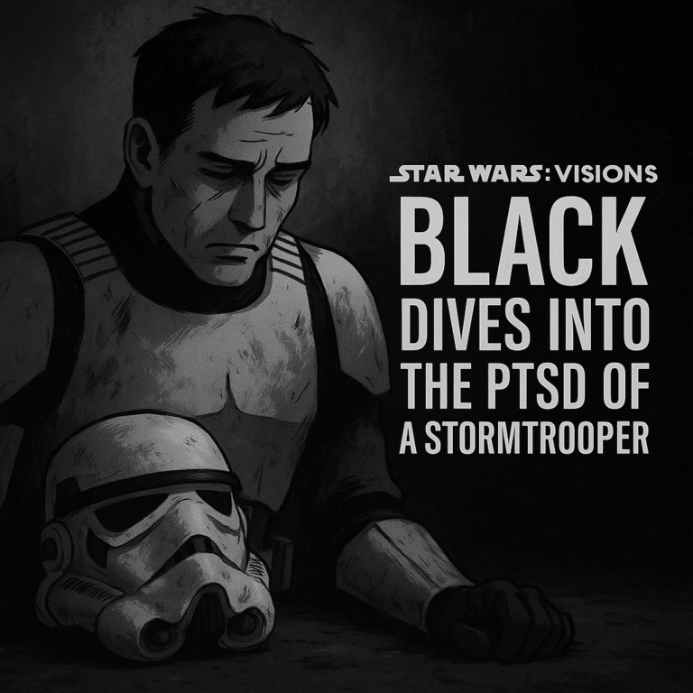 Stormtrooper experiencing PTSD in Star Wars: Visions Volume 3 short “Black”