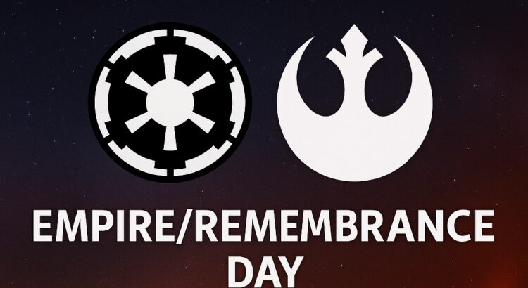 SWG Legends Empire Day and Remembrance Day 2025 promotional banner with Galactic Empire and Rebel Alliance symbols