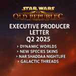 SWTOR Executive Producer Letter Q2 2025 banner with feature list