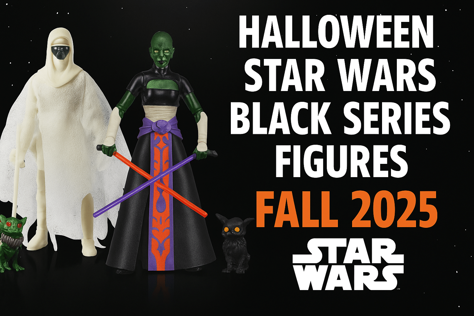 Halloween-themed Star Wars Black Series figures with Boglings from Jedi Fallen Order