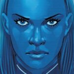 Close-up of blue psychic projection face from Fear of the Jedi