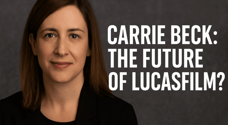 Carrie Beck standing confidently with a Star Wars logo background