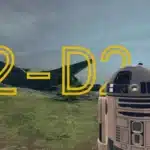 R2-D2 companion mod in Blade & Sorcery VR with Star Wars logo and landscape background