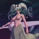 Nude Nelliel in Resurrección form with a glowing energy vortex in BLEACH Rebirth of Souls mod