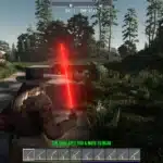 Survivor holding red lightsaber in 7 Days to Die mod