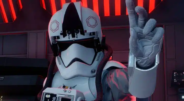 First Order AT-M6 Driver making a hand gesture in Battlefront II mod