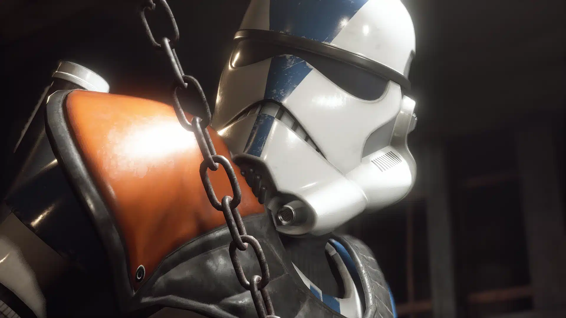Close-up of a Star Wars Clone Trooper in Triton Squad armor from Resident Evil 4 mod