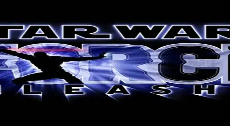 Star Wars: The Force Unleashed logo with Starkiller silhouette and red lightsaber