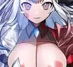 NSFW Master Duel sleeve close-up featuring silver-haired anime girl with exaggerated proportions