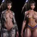 Eve wearing multiple revealing outfits from the Lewd Wardrobe mod in Stellar Blade