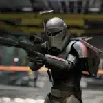 Crosshair clone armor aiming a sniper rifle in Starfield