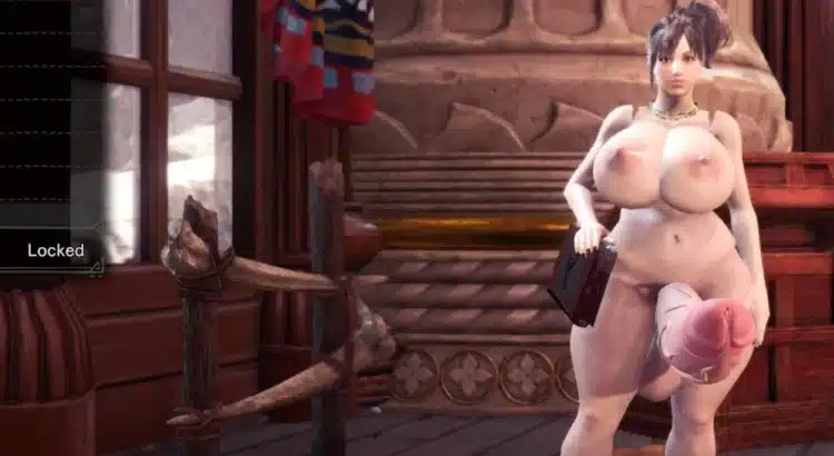 Nude Futa Handler in Monster Hunter: World outfit menu