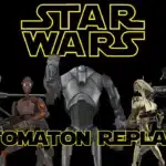 Star Wars battle droid lineup with mod title text for Helldivers 2