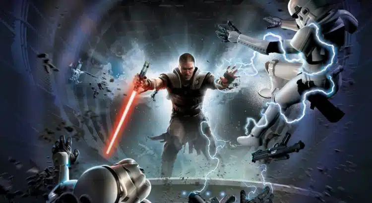 Starkiller using Force lightning on stormtroopers in The Force Unleashed
