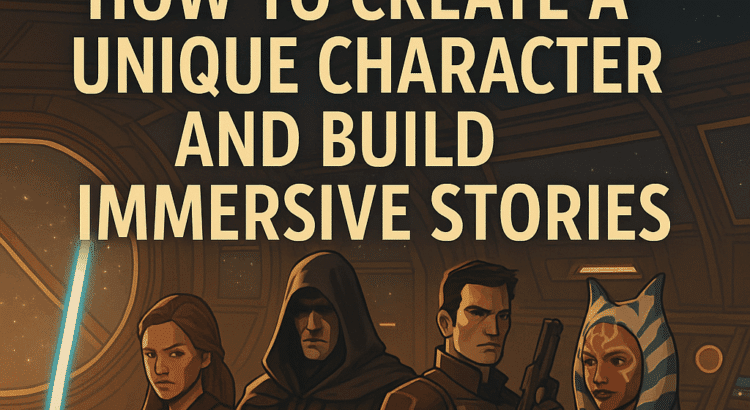 Four SWTOR characters—Jedi, Sith, smuggler, and Togruta—pose aboard a starship with the article title about SWTOR roleplaying above them.