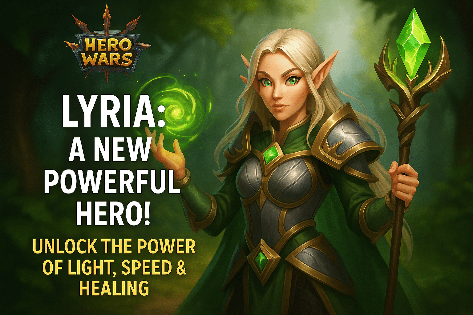 Promotional illustration for Hero Wars highlighting daily in-game rewards and fantasy characters.
