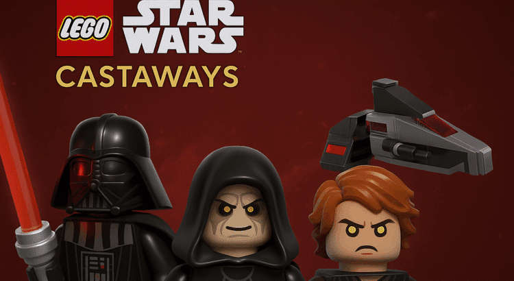 LEGO Star Wars Castaways Sith Moves event with Darth Vader, Emperor Palpatine, Anakin Skywalker, and a Sith speeder, ending July 31.
