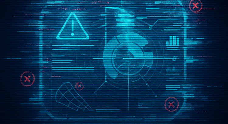 Glitchy hologram transmission of Order 66 Raid data with corrupted visuals and error messages.