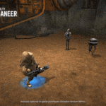 Quiggold activates his Buccaneer special ability in Galaxy of Heroes, targeting droids and humanoid enemies.