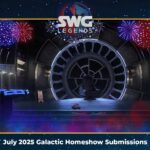 SWG Legends Galactic Homeshow July 2025 promotional flyer featuring housing contest details