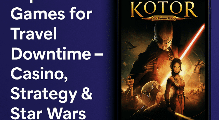 Mobile phone displaying Star Wars KOTOR game with article title text