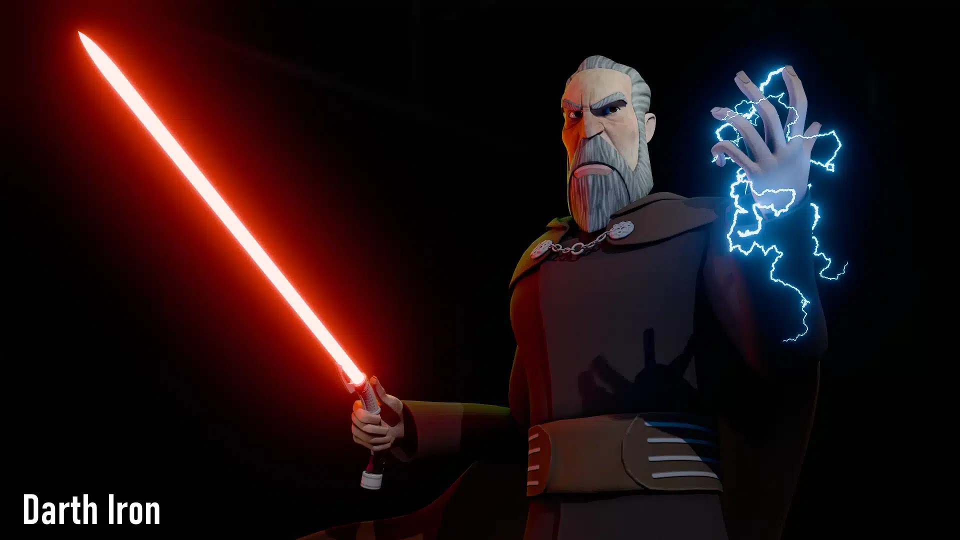 Star Wars Battlefront II Clone Wars Dooku mod with red lightsaber and Force lightning
