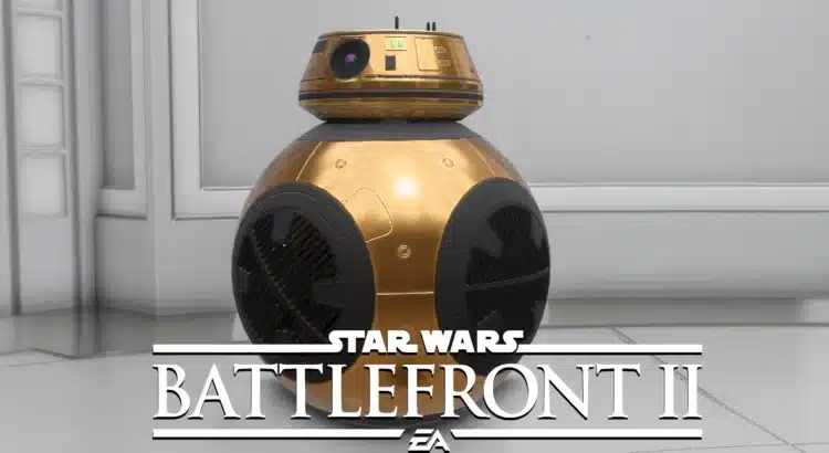 BB-100X golden droid mod for Star Wars Battlefront II with black-ops armor