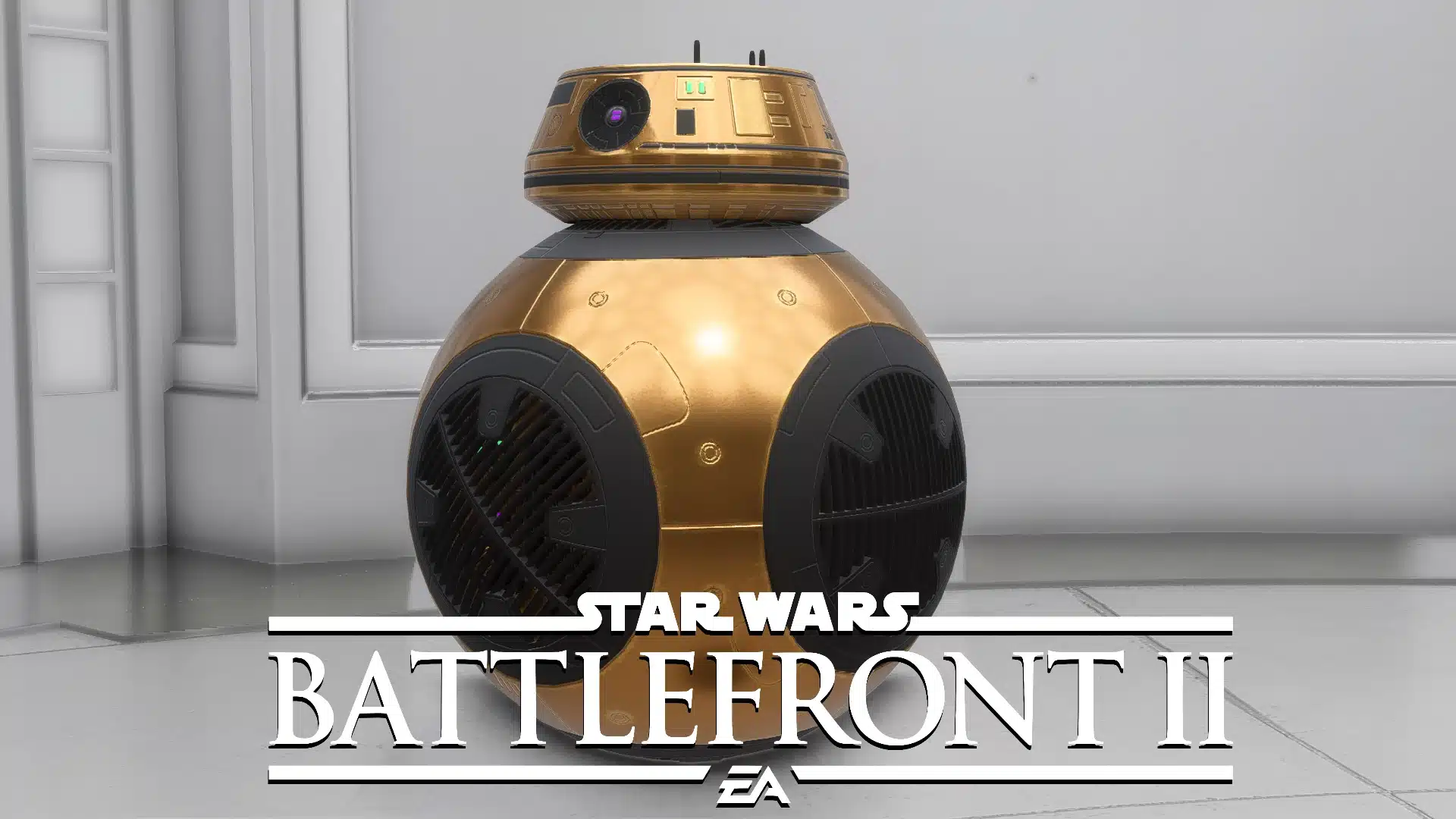 BB-100X golden droid mod for Star Wars Battlefront II with black-ops armor