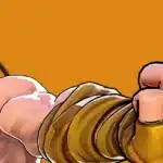 Marvel Rivals Iron Fist character close-up with yellow mask and fighting pose