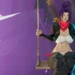 Nude Fundoshi Psylocke sitting on a swing in Marvel Rivals NSFW mod.