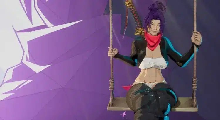 Nude Fundoshi Psylocke sitting on a swing in Marvel Rivals NSFW mod.