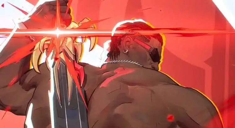 Marvel Rivals Nude Blade mod character pose with sword and red energy slash