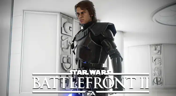 Anakin Skywalker in black tactical stealth armor in Star Wars Battlefront II
