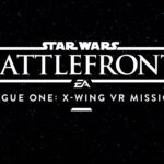 Star Wars Battlefront Rogue One X-Wing VR Mission title logo on starry background