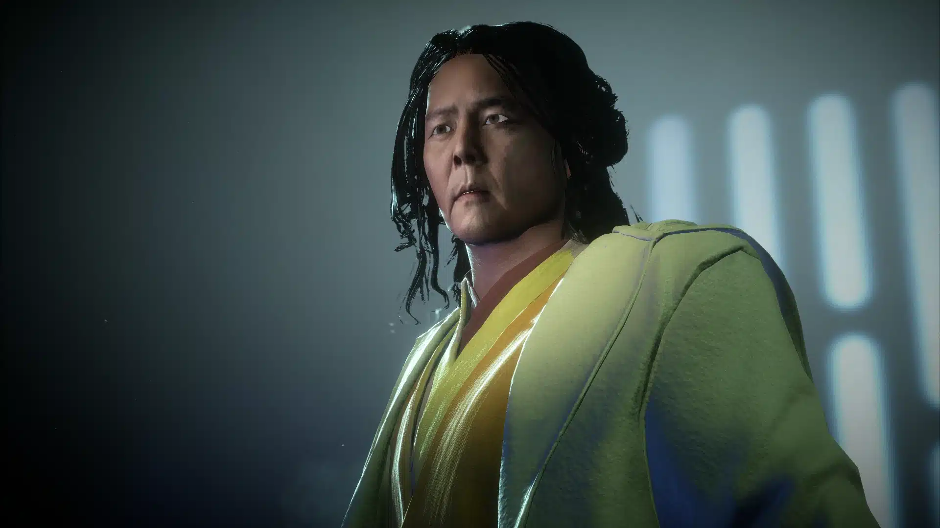 Jedi Master Sol close-up portrait with soft cinematic lighting