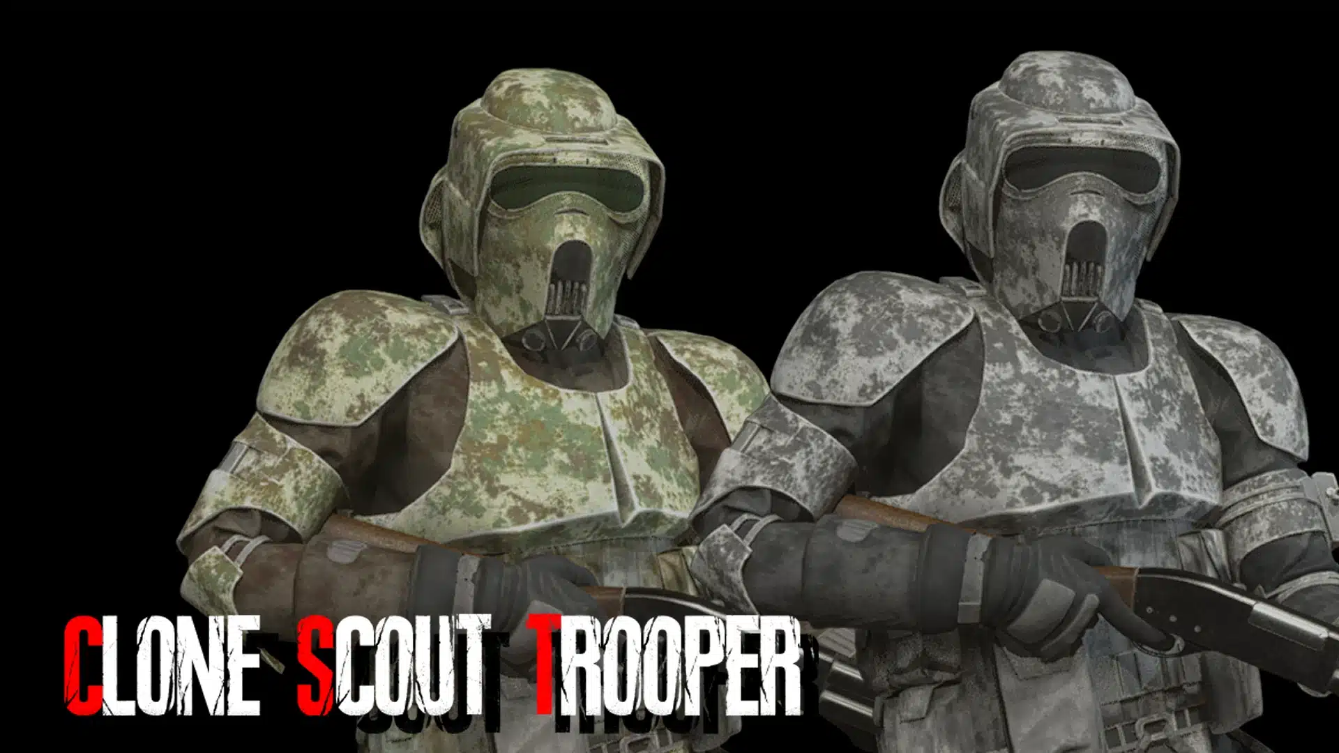 Clone Scout Trooper mod with green and grey camouflage armor in Resident Evil 4 remake.