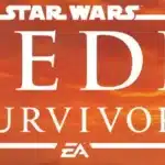 Star Wars Jedi Survivor logo with a dramatic sunset background.
