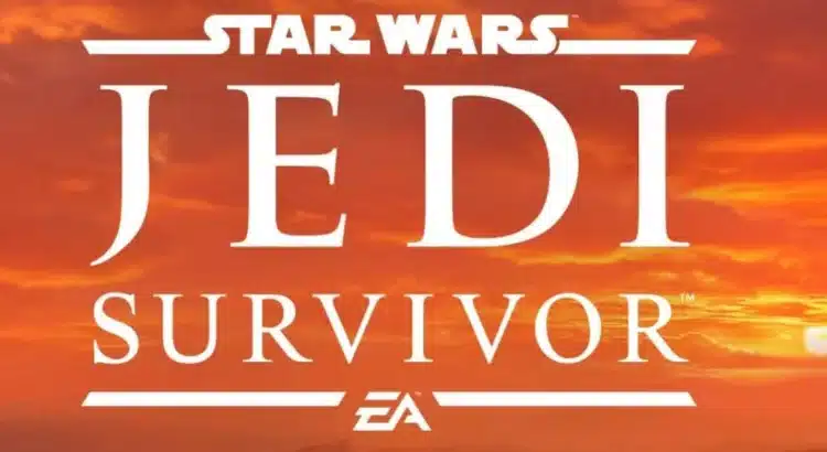 Star Wars Jedi Survivor logo with a dramatic sunset background.